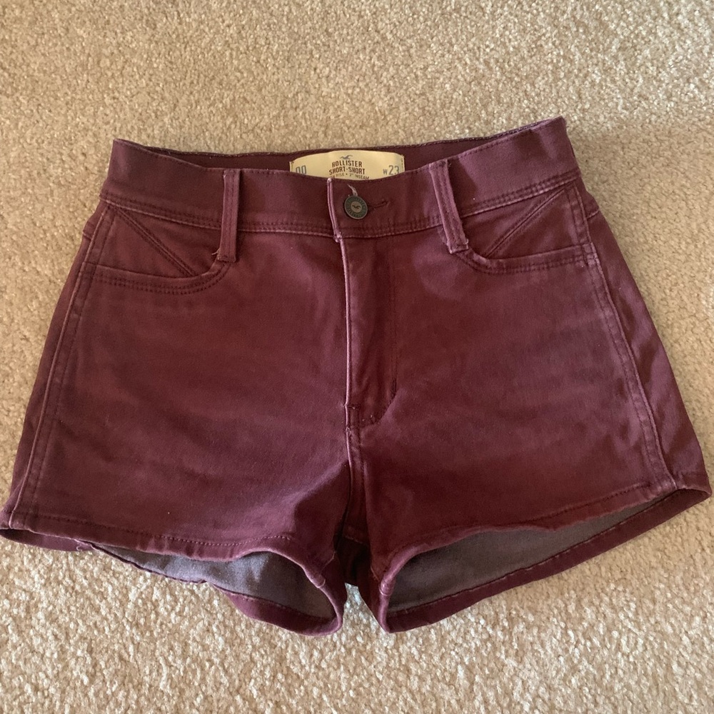 Hollister Burgundy High Rise Shorts